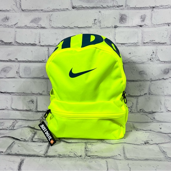 Nike Brasilia Just Do It Mini Backpack BA5559-013 School Small Bright Neon Green - Picture 3 of 5